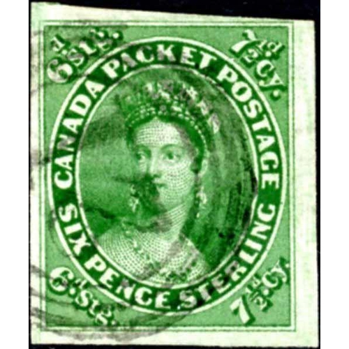 2037 - 1852-57 7½d DEEP GREEN large margined example with three ring 