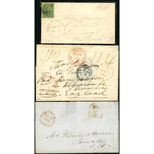 2044 - COVER MISCELLANY: Group comprising 1851 E from Gananoque to Princeton with rare red 