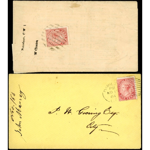 2044 - COVER MISCELLANY: Group comprising 1851 E from Gananoque to Princeton with rare red 