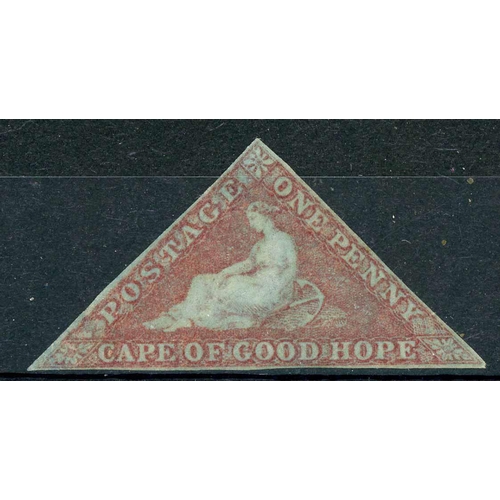 2064 - 1853 SLIGHTLY BLUED PAPER 1d BRICK RED, an unused (no gum) example. Close but clear even margins. So... 