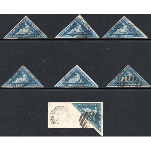 2113 - 1863-64 De La Rue ISSUE: 1863-64 4d blue, a selection of three margined used shades inc. one on smal... 