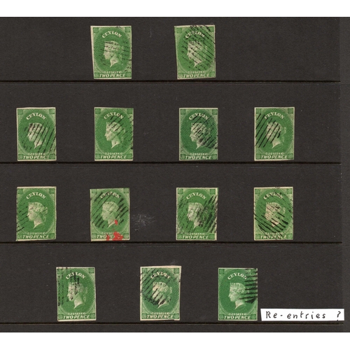 2143 - 1857-59 STAR WMK. 2d GREEN, twenty eight selected four margined used examples with oval of bars canc... 