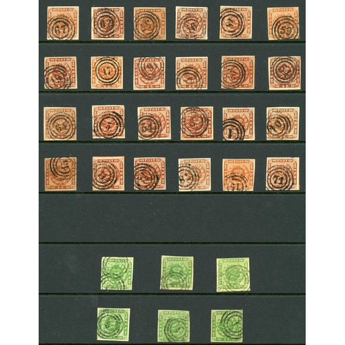 2170 - 1858 FINE USED COLLECTION: Selection of 4sk (24) & 8sk (6) values with small crown wmk. and wavy lin... 