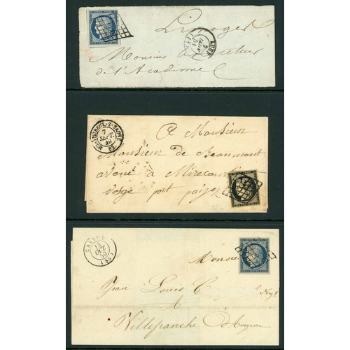 2175 - 1849-52 COVER GROUP: Incs. 20c black franking on 7 Sep. 1849 wrapper from Monthureux sur Saone to Mi... 