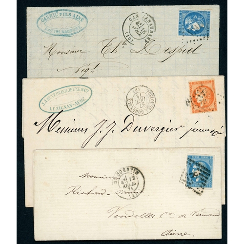 2184 - 1852-71 COVER SELECTION: Group of covers with mostly imperf. Ceres or Napoleon frankings. Includes p... 