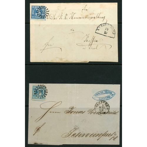 2190 - BAVARIA: Early imperf. collection inc. covers. Great majority are fine 4 margin used examples inc. 1... 