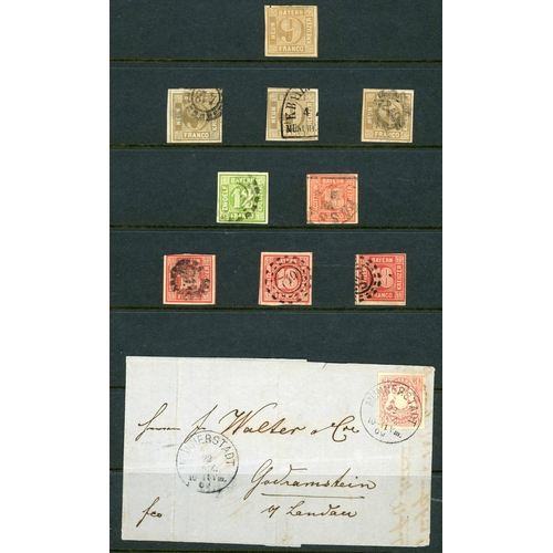 2190 - BAVARIA: Early imperf. collection inc. covers. Great majority are fine 4 margin used examples inc. 1... 