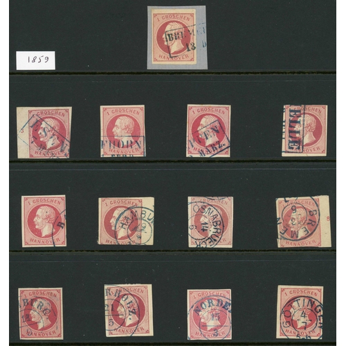 2191 - HANOVER: 1859-65 mint & used ranges on Hagner sheets. Imperf. selection inc. 1859-61 1g in various s... 