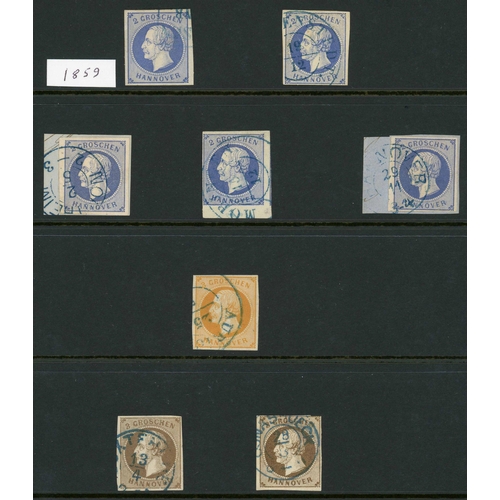 2191 - HANOVER: 1859-65 mint & used ranges on Hagner sheets. Imperf. selection inc. 1859-61 1g in various s... 