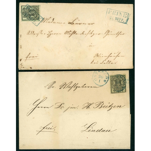 2195 - HANOVER: Group of c.1856 covers, each with 1856 issue (coloured network) frankings. Incs. undated co... 