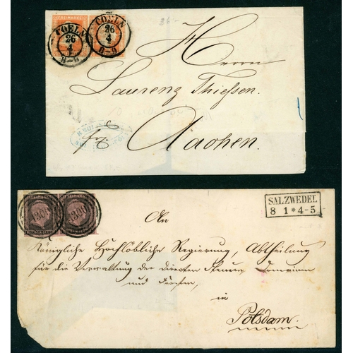 2200 - PRUSSIA - POSTAL HISTORY: 1851-66 collection of stamped covers demonstrating a range of different fr... 