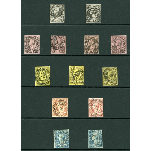 2201 - SAXONY: Mint & used ranges on stock pages. Incs. 1851 3pf green used (small thin at top margin), 185... 