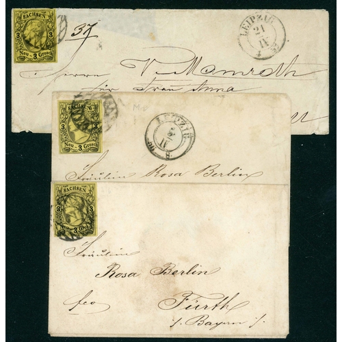 2202 - SAXONY - EARLY FRANKINGS: 1855-67 selection of stamped mail inc. a group of envs. being a trio of 18... 