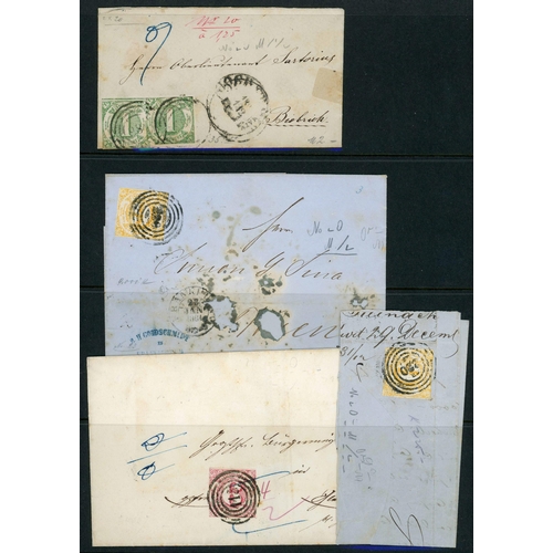 2205 - THURN & TAXIS POSTAL HISTORY: c.1859-66 selection of covers, all but one with various kreuzer (South... 