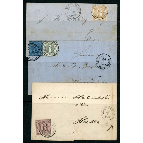 2205 - THURN & TAXIS POSTAL HISTORY: c.1859-66 selection of covers, all but one with various kreuzer (South... 