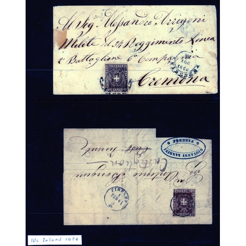 2238 - TUSCANY: Early cover group, 1857-61. Four covers inc. Jan. 1857 env. from Florence to Pinner franked... 