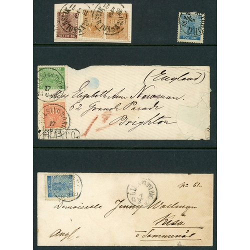 2306 - 1858-72 ISSUES ON COVERS, PIECES, ETC.: Small group inc. 17 Jun. 1869 cover (roughly opened and torn... 