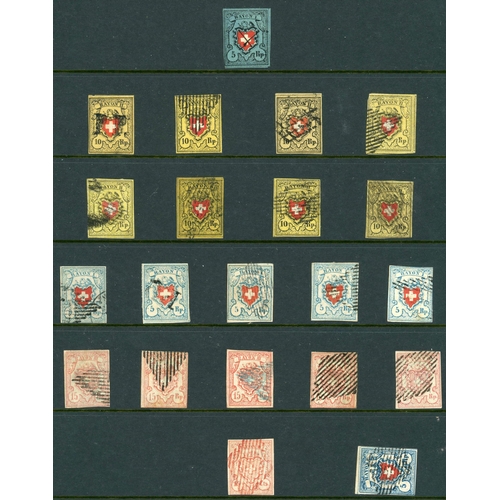 2307 - EARLY IMPERF. RANGES ON STOCK SHEET: Fine used group inc. 1850 5r red, black & blue with neat pen ca... 