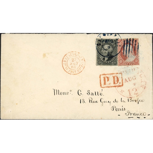 2325 - 1857 3c FRANKINGS; Group with c1857 envs. to Fall River (MA) or Boston franked 3c tied by Edwardsvil... 