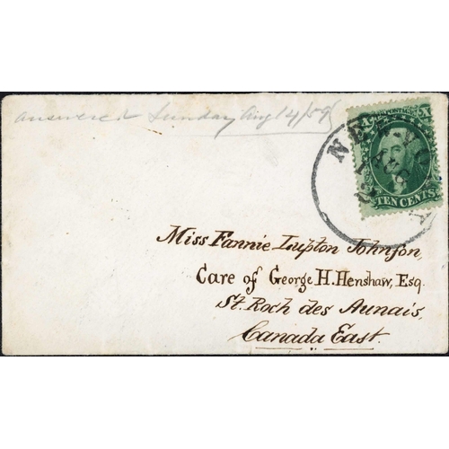 2339 - MAIL TO FRANCE & CANADA; Small group with 1859 small env. to Canada East franked 1857 10c tied by NY... 