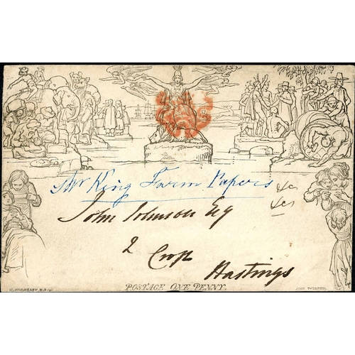 2347 - 9 JANUARY 1841 - 1d ENVELOPE FROM LONDON PLUS TWO UNUSED - stereo A140 (light soiling, filing note o... 