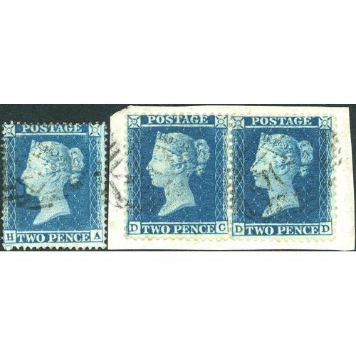 2354 - PERF. 1d RED & 2d BLUE RANGE INC. SHADES & COLOURED CANCELS - 1d red inc. C6 lettered HD unused no g... 