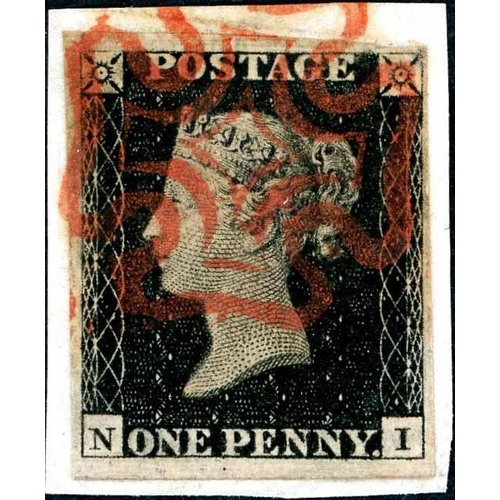 2379 - PLATE 1b - NI - fine with four good to large margins and tied to piece by neat red MX.