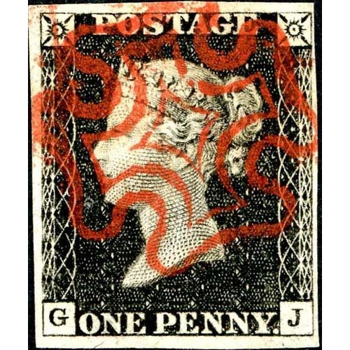 2389 - PLATE 2 - GJ - very fine used with neat crisp red MX cancel.