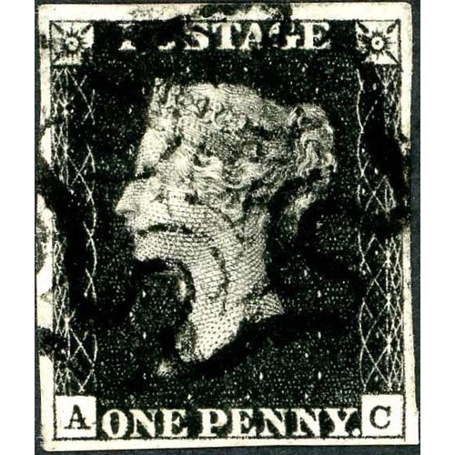 2419 - PLATE 5 - AC - STATE 1 - good used with four margins and black MX, state 1 prior to later repair by ... 