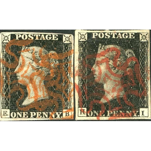 2423 - PLATE 5 - EB & HI - DOUBLE LETTERS - good used examples each with a double checkletter, red MX cance... 