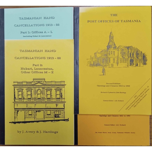 103 - AUSTRALIA - TASMANIA, ETC.: Four boxes containing specialised books on Tasmanian postal history inc.... 