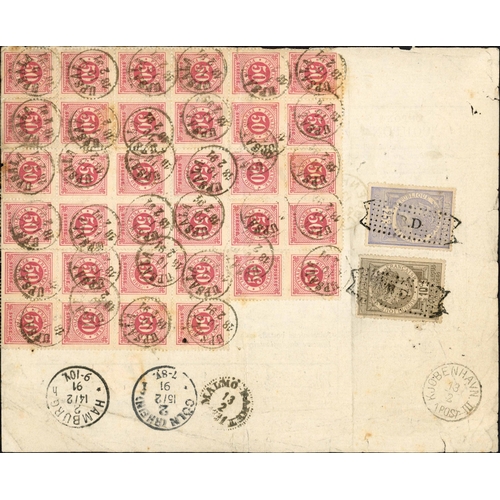 1116 - REMARKABLE 16KG PARCEL FRANKING TO FRANCE; 18 Feb. 1891 Parcel address printed form (folds & small f... 