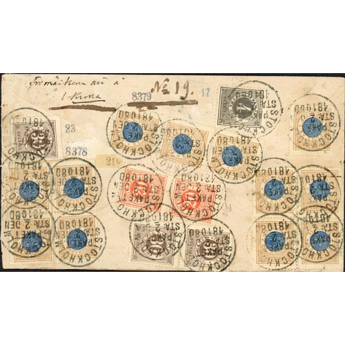 1118 - REMARKABLE HIGH-VALUE BANK PACKET FRANKING; 18 Oct. 1880 part-printed reinforced bank packet env. to... 