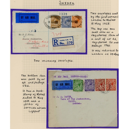 1165 - 1925-51 FIRST FLIGHT COVERS inc.15 May 1925 envs. (2, inc one registered) carried on the 1st flight ... 