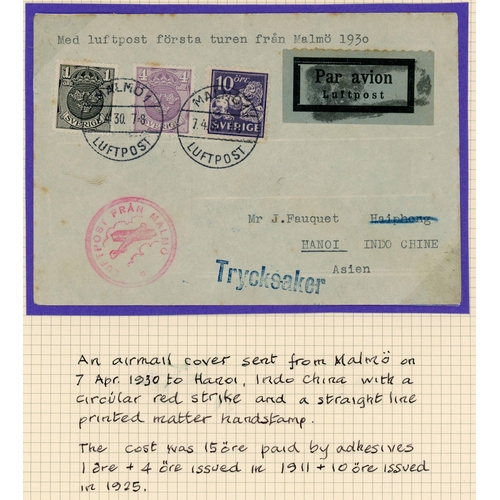 1166 - INTERESTING FLIGHT COVERS:1925 env. from Stockholm to Liverpool with typed 