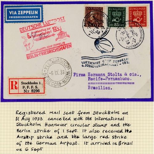 1169 - 1932-33 GRAF ZEPPELIN FLIGHTS; 18 Mar. 1932 PC from Stockholm via Germany carried on the Graf Zeppel... 