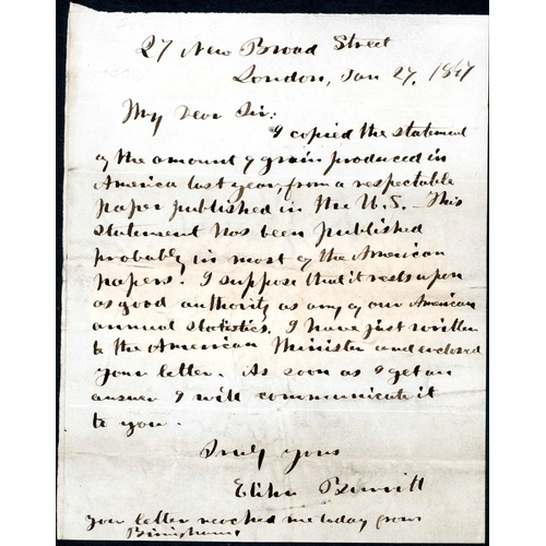 1298 - ELIHU BURRITT, 'THE LEARNED BLACKSMITH' - 1846/7 PAIR OF LETTERS - 1846 letter to J. Lupton ex Liver... 