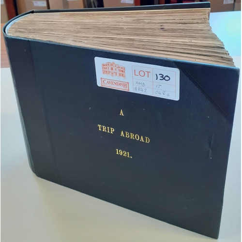 130 - ANNOTATED SCRAP BOOK OF A TRIP TO ITALY 1921: A large, heavy tome containing a hand-written annotate... 