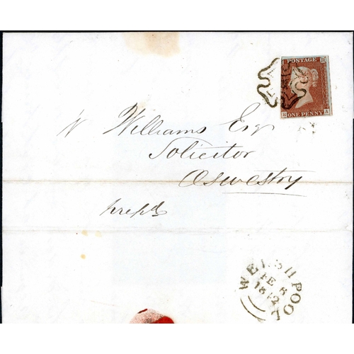 1372 - PLATES 11 & 12 - WELSHPOOL SOLID-CENTRE CROSS TRIO INC. COVERS - Feb./Apr. 1842 pair of covers to Os... 