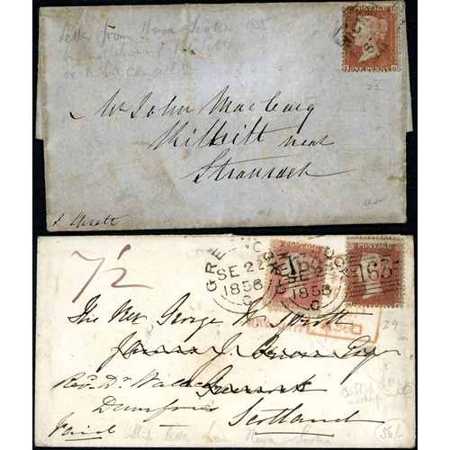 1531 - CANADA/NOVA SCOTIA - 1855-78 GROUP OF MAIL INC. OUTWARD  - 1855 EL ex NS? to Stranraer carried priva... 