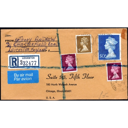 1538 - MACHINS ON COVER TO USA: Small box containing a 1971-2007 accumulation of commercial mail, majority ... 