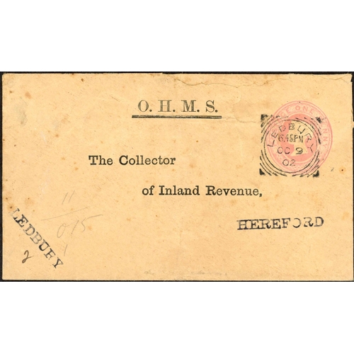 1615 - LEDBURY - LATE QV - QEII PERIOD MAIL IN SMALL BOX; Range on annotated leaves inc. 1879 env. to Coddi... 