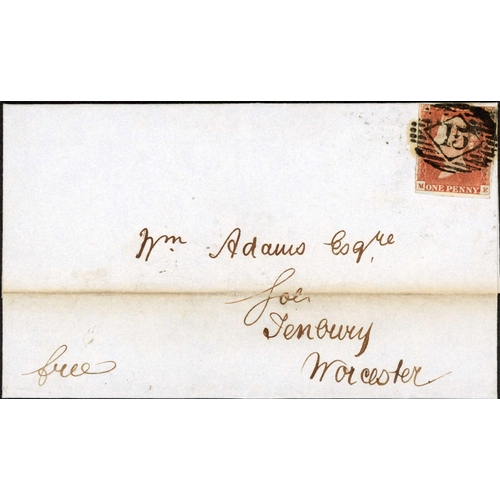 1618 - TENBURY WELLS EARLY QV PERIOD MAIL; Range on annotated leaves inc,. 1844 1d Pink env. to London or E... 