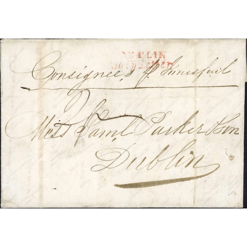 1772 - DUBLIN MIXED FONT SHIP LETTER; 12 Aug. 1836 EL (small faults) to Dublin, datelined at Cork and heade... 