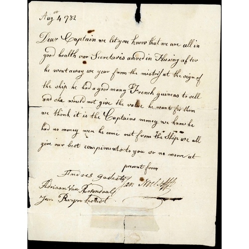 195 - ** AMERICAN WAR OF INDEPENDENCE - COVER TO P.O.W. ON PAROLE IN EXETER FROM HOLLAND; 4 Aug. 1782 EL (... 