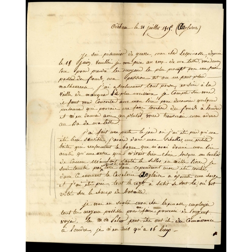 232 - ** ODIHAM (HANTS.) - BATTLE OF WATERLOO P.O.W's LETTER TO FRANCE WITH OVAL 