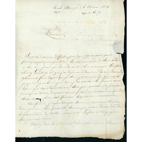 253 - ** HUNGARY - LETTER FROM FRENCH P.O.W. HELD BY THE ALLIES IN RAAB - TO ORLEANS VIA PARIS; Fine 24 Ma... 