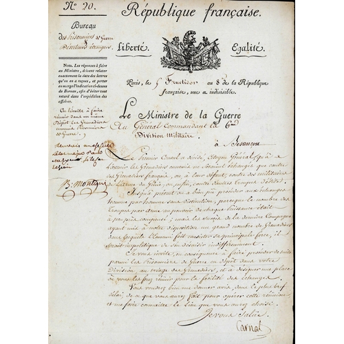 333 - ** TRANSPORT OFFICE PASSPORT FOR FRENCH P.O.W., OFFICIAL LETTER REF. EXCHANGES, ETC.; Large part Jan... 