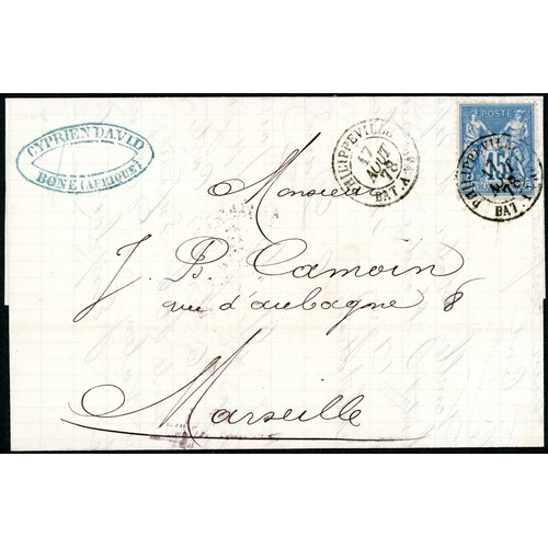 391 - PHILIPPEVILLE/MARSEILLES STEAMSHIP MAIL; Range with May 1874 EL to Marseilles franked 25c, June 1875... 