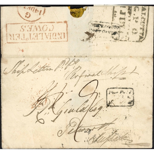 481 - 19th/20th CENTURY MAIL; Range on annotated leaves inc. 1832 E to England with framed 